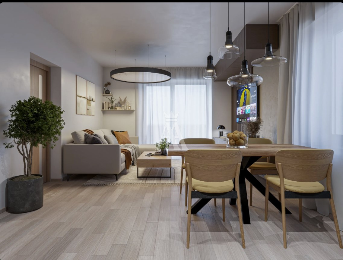 rozloha bytu 48,8 m2, sklad 3,3 m2, balkón 8,1 m2, parkovacie státie v cene